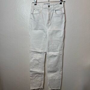 Zara Jeans Classic White Raw Hem Size 4